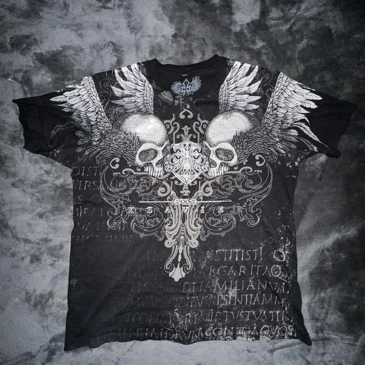 XZAVIER Gothic Rock T-Shirt Vintage Weathered Text Design Streetwear Loose Fit Cotton Unisex Tee mysticism couple clother