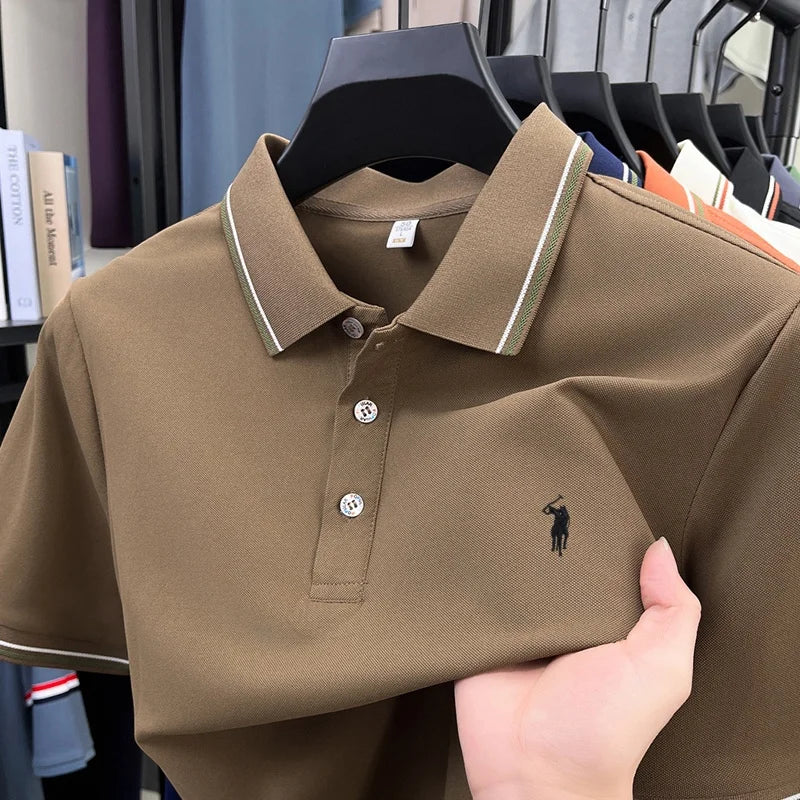 Summer new men's business short sleeved polo shirt T-shirt personalized luxury brand Pony embroidery casual comfortable clothing