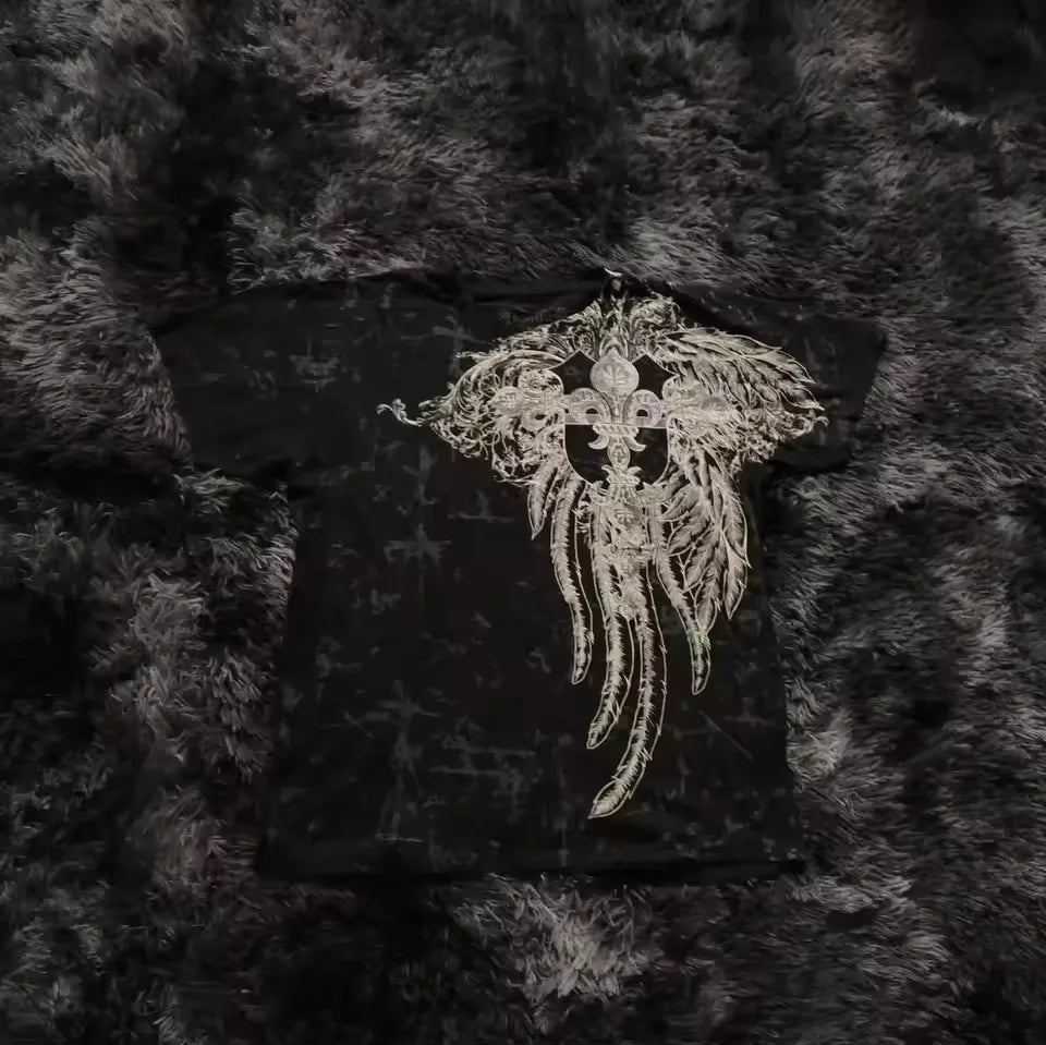Gothic MMA Elite Neon Wing Logo T Shirt Summer Fashion Street Mens Clothing Short Sleeves Cotton Couple Tops Oversize