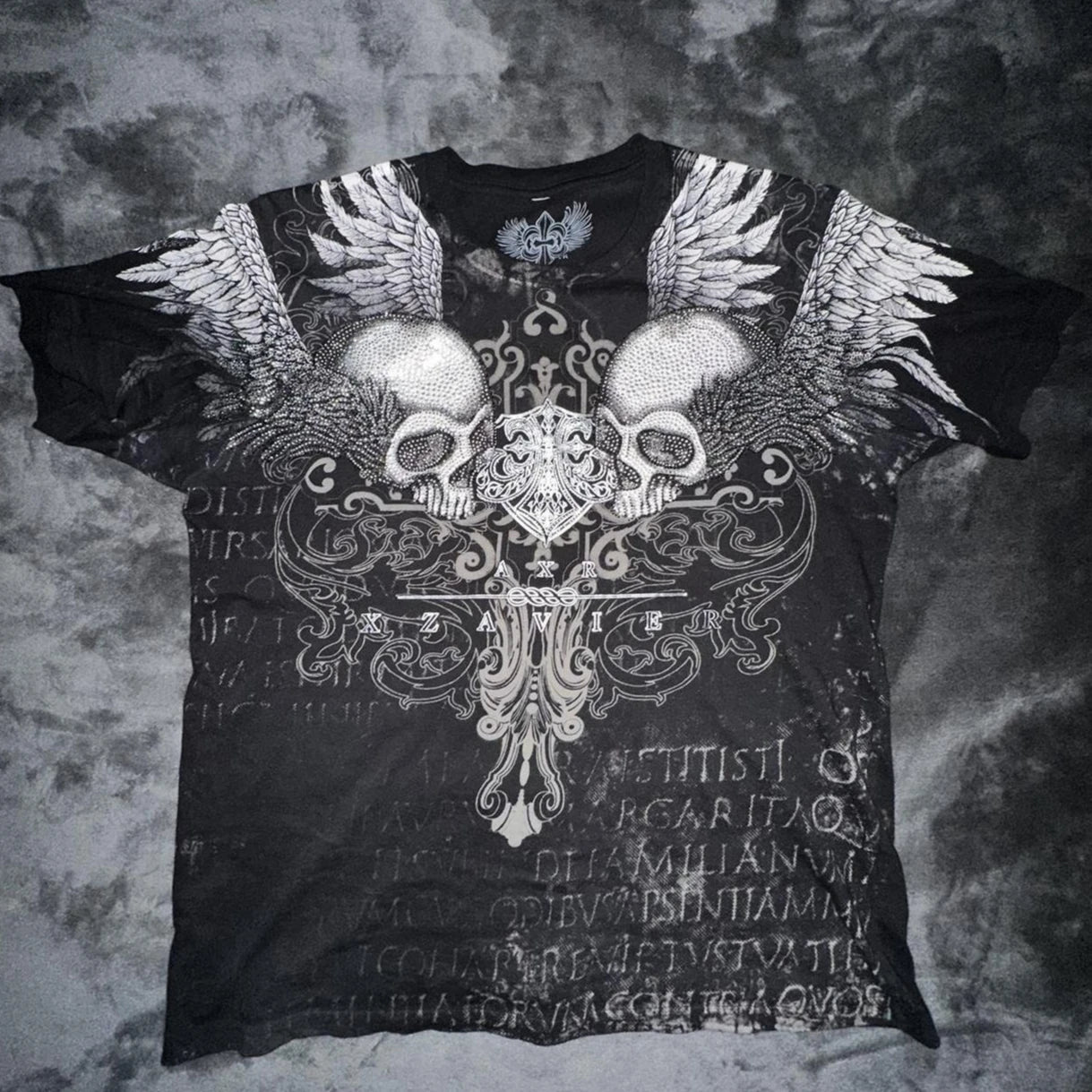 XZAVIER Gothic Rock T-Shirt Vintage Weathered Text Design Streetwear Loose Fit Cotton Unisex Tee mysticism couple clother