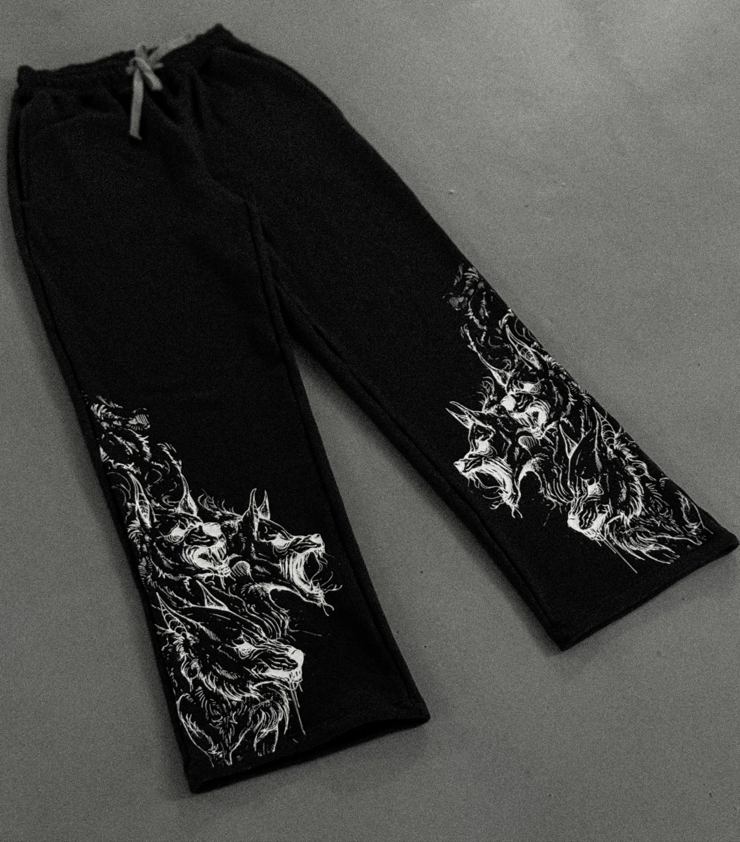 Black Skull Gothic Casual Pants Mens American Retro Punk Dark Jogging Pants Harajuku Trend Sweatpants