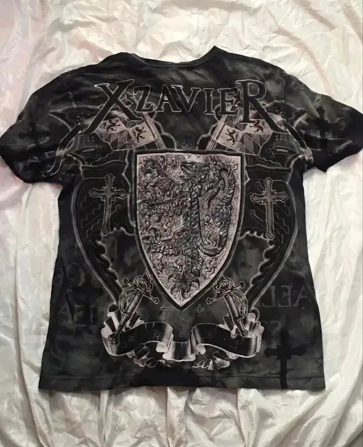 MMA Elite Industrial Gothic Metal Skull Steampunk Y2K Studded Vintage Tee Streetwear Summer Man Woman Summer Lovers Clothes