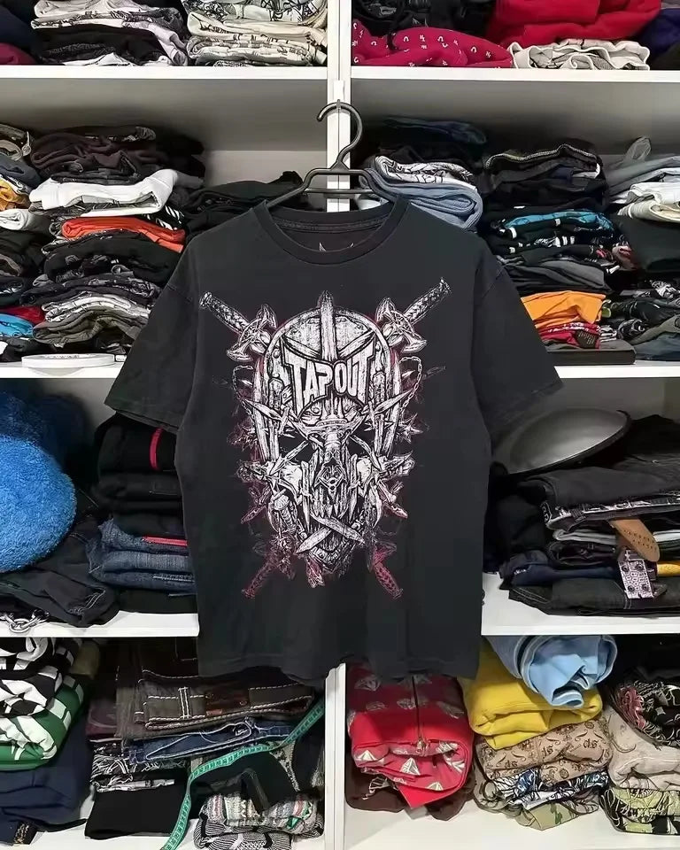 Gothic MMA Elite Neon Wing Logo T Shirt Summer Fashion Street Mens Clothing Short Sleeves Cotton Couple Tops Oversize