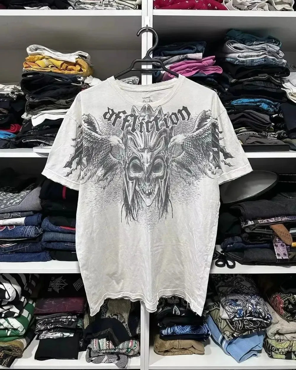 European and American men's summer Gothic skull letter print comfortable and breathable round neck T-shirt outdoor street top