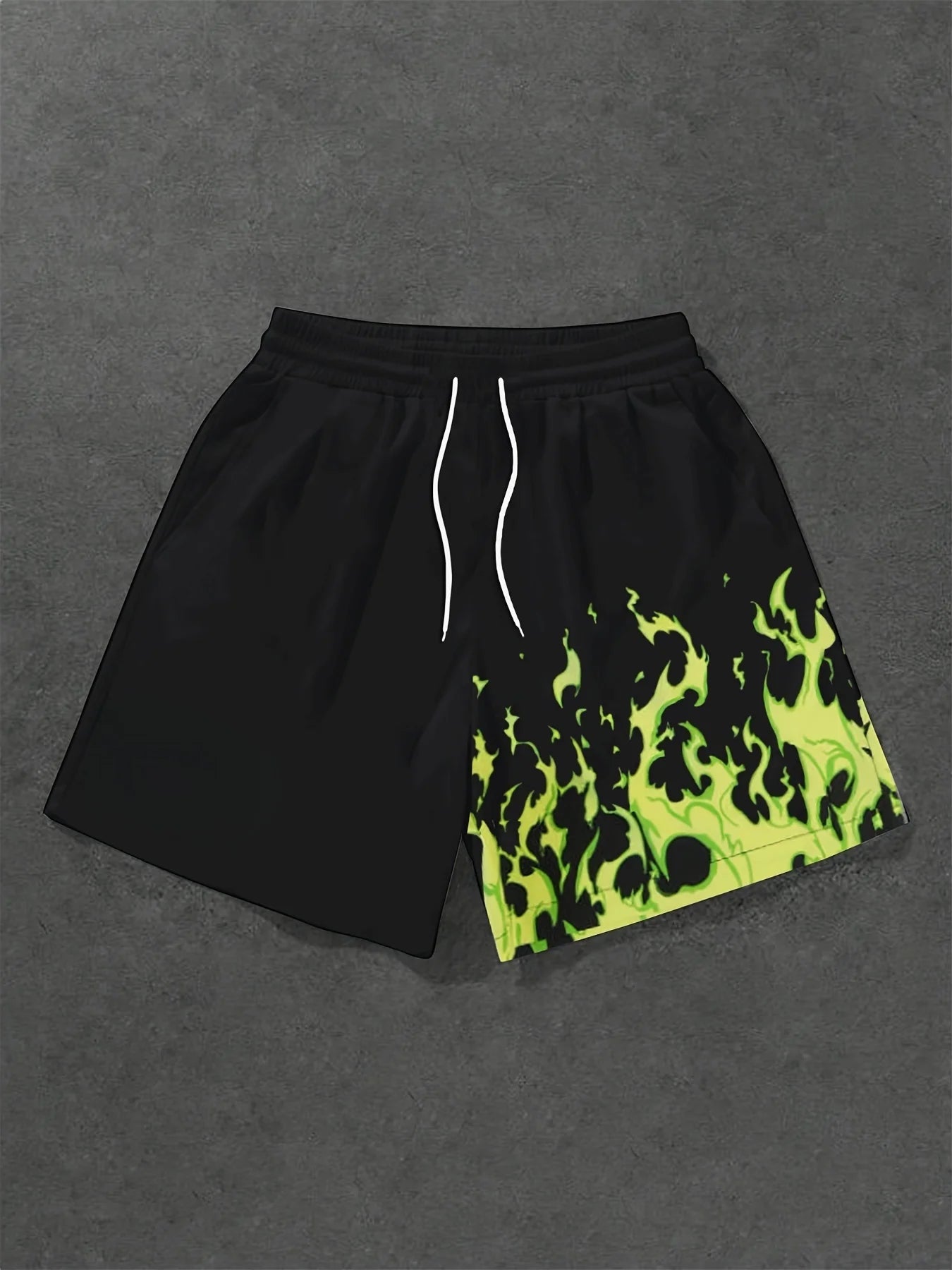 Summer Men's Drawstring Shorts Vibrant Flame Pattern Print Breathable Casual Street Outdoor Activities Plus Size Men's Clothing