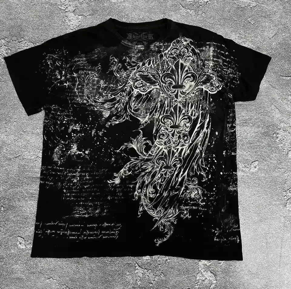Gothic MMA Elite Neon Wing Logo T Shirt Summer Fashion Street Mens Clothing Short Sleeves Cotton Couple Tops Oversize