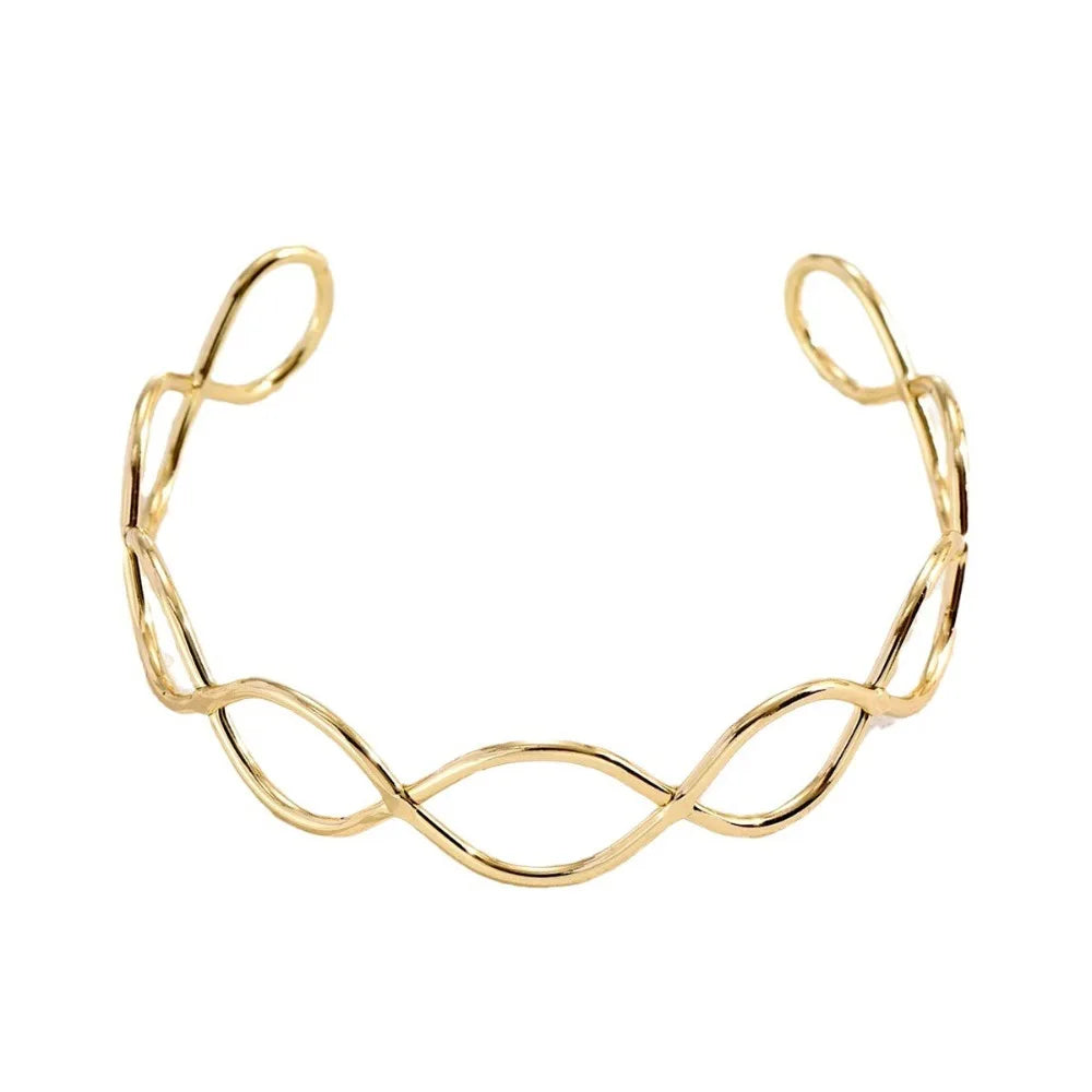 Fashion Metal Opening Arm Bracelet Gold Color Multi Style Wide Open Bangle Retro Adjustable Armlet Hand Jewelry