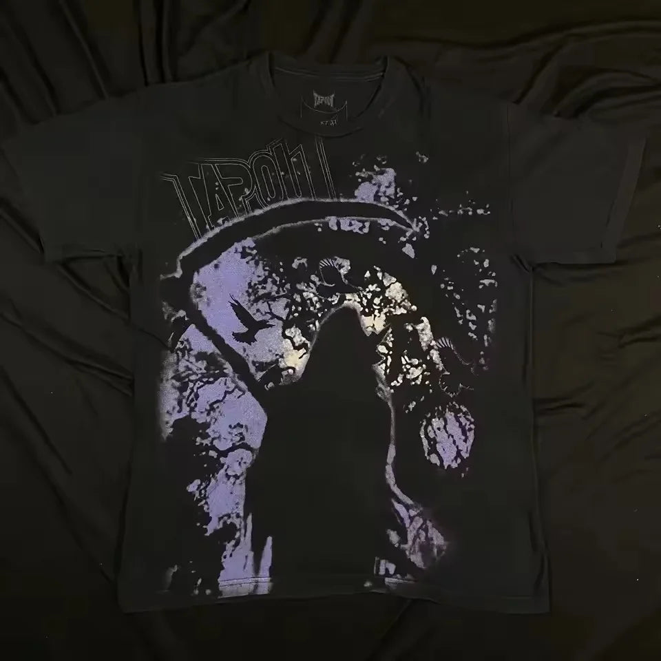 Gothic MMA Elite Neon Wing Logo T Shirt Summer Fashion Street Mens Clothing Short Sleeves Cotton Couple Tops Oversize