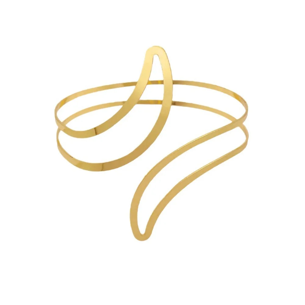 Fashion Metal Opening Arm Bracelet Gold Color Multi Style Wide Open Bangle Retro Adjustable Armlet Hand Jewelry