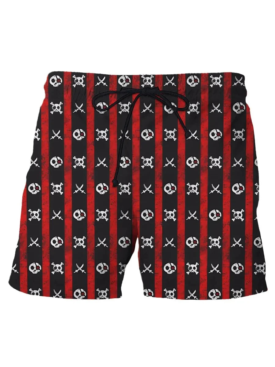 Men's Hawaiian Swim Trunks 3D Skull Print Beach Shorts Quick Dry Outdoor Leisure Sports Shorts Swimwear Fashion Men's Shorts