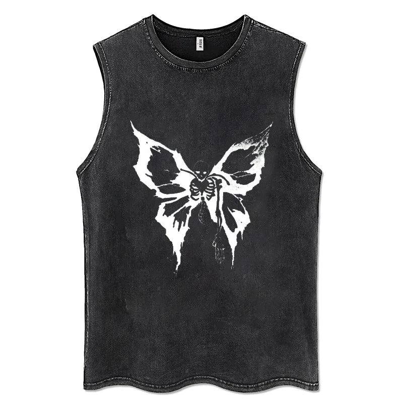 Men Y2K Tank Top 100% Cotton Vintage Black Hip Hop Punk Rock Gothic Daily Street Sleeveless Vest