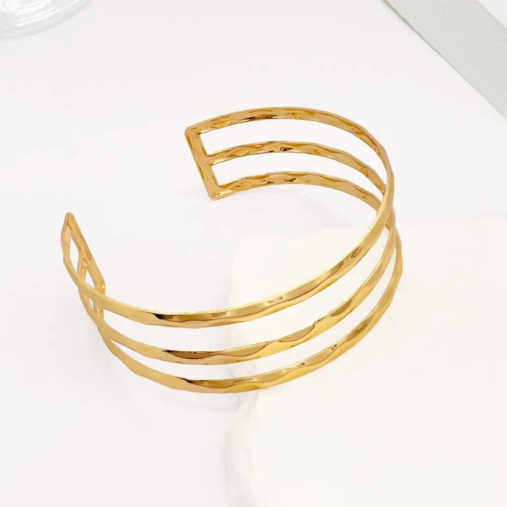 Fashion Metal Opening Arm Bracelet Gold Color Multi Style Wide Open Bangle Retro Adjustable Armlet Hand Jewelry