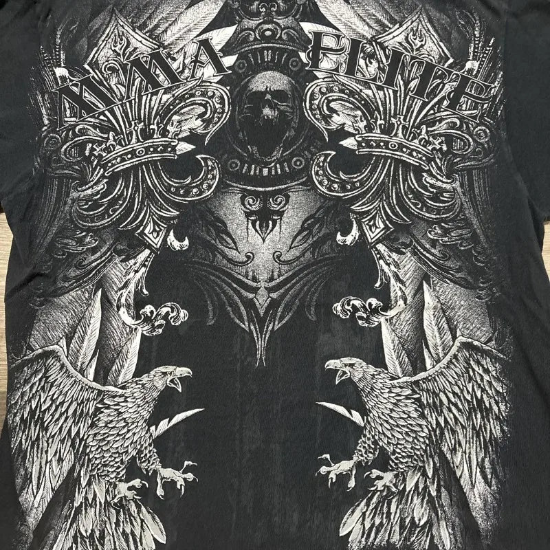 MMA Elite Industrial Gothic Metal Skull Steampunk Y2K Studded Vintage Tee Streetwear Summer Man Woman Summer Lovers Clothes
