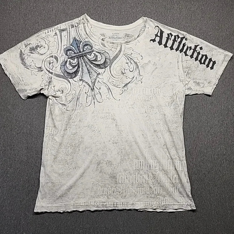 Y2K Affliction Vintage Grunge Graphic T Shirt Mens Gothic Couple Matching Tops Oversized Cotton Tee Streetwear Summer