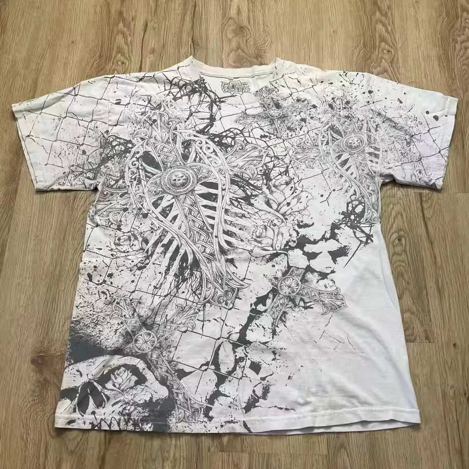 Gothic MMA Elite Neon Wing Logo T Shirt Summer Fashion Street Mens Clothing Short Sleeves Cotton Couple Tops Oversize