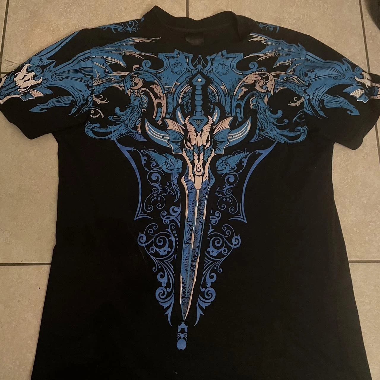 New Y2K Punk Sword Fantasy T Shirt Dark Gothic Digital Print Studs Unisex Breathable Cotton Summer Tee Rebellious Streetwear