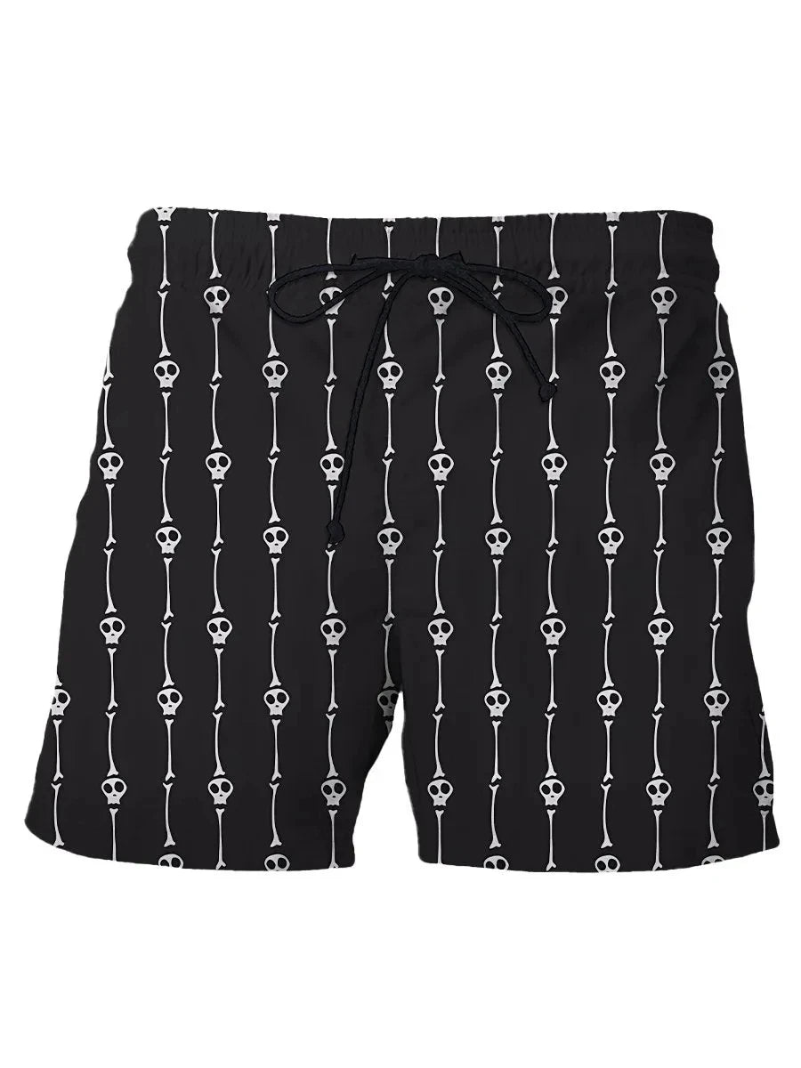 Men's Hawaiian Swim Trunks 3D Skull Print Beach Shorts Quick Dry Outdoor Leisure Sports Shorts Swimwear Fashion Men's Shorts